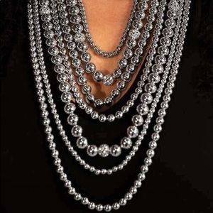 Rows of silver pearls